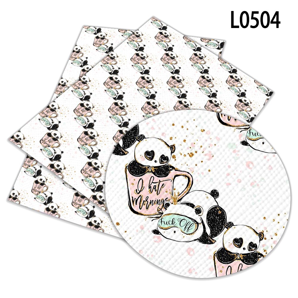 Panda De Bande Dessinée Imprimé Simili Cuir Synthétique 22x30 cm BRICOLAGE Matériel De Couture Pour Vêtements L050