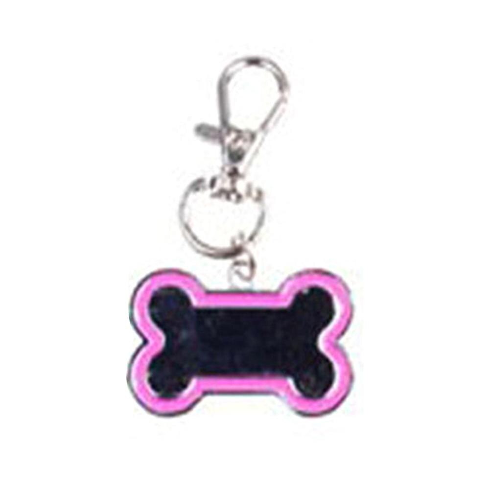 Plaque d'étiquette de nom d'identification Anti-perte en forme d'os pour chien et chiot, décoration de collier à breloques: Rose