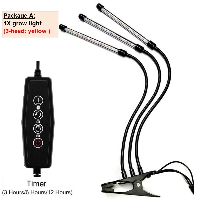 Usb Timer Led Plant Groeien Licht Dc 5V Dimbare Volledige Spectrum 3 Hoofd Lampen Flexibele Clip Phyto Lamp Voor indoor Fitolamp Planter: A package 3 head