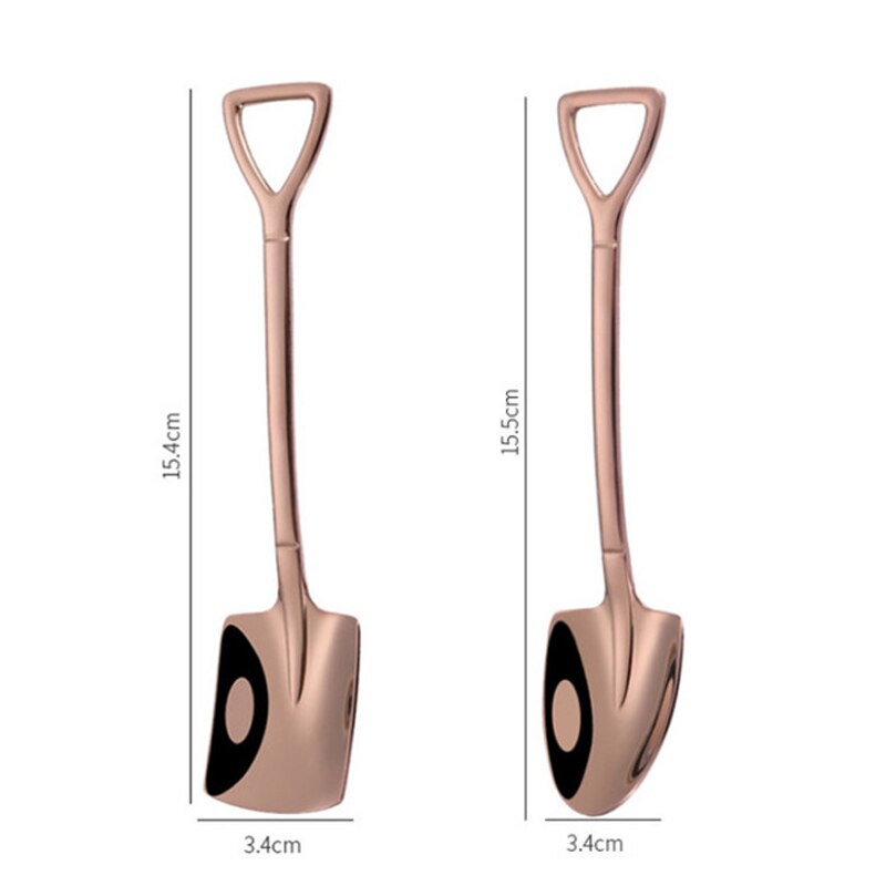 Juego de 2 cucharas de postre, Mini cuchara de café con forma de pala, Retro, Cabeza Cuadrada, pequeña, para helado, de Metal y acero inoxidable: Rose Gold