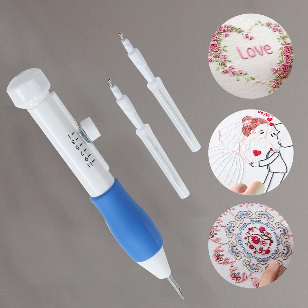 Practical ABS Plastic DIY Magic Embroidery Pen Set Needle knitting Needles Tool Fancy Interchangeable Punch needlework Stitc