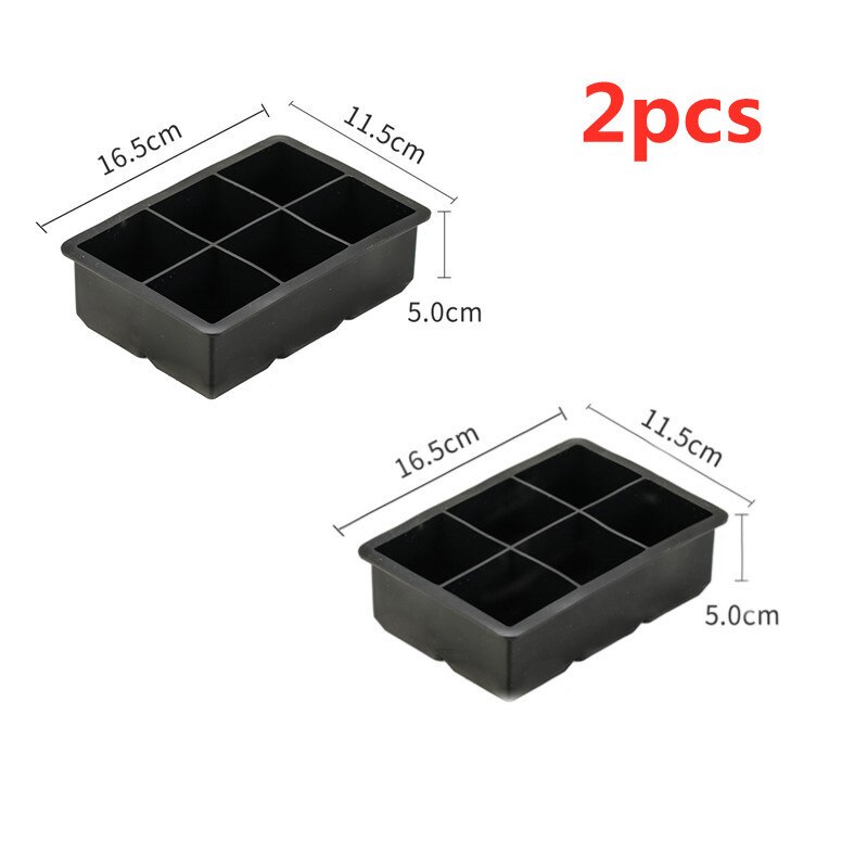 Perfect Ice Cube Silicone Cube Maker Form Cake Pudding Chocolate Molds Easy to Remove Ice Trays Fade Resistant: 6 grids 2pcs