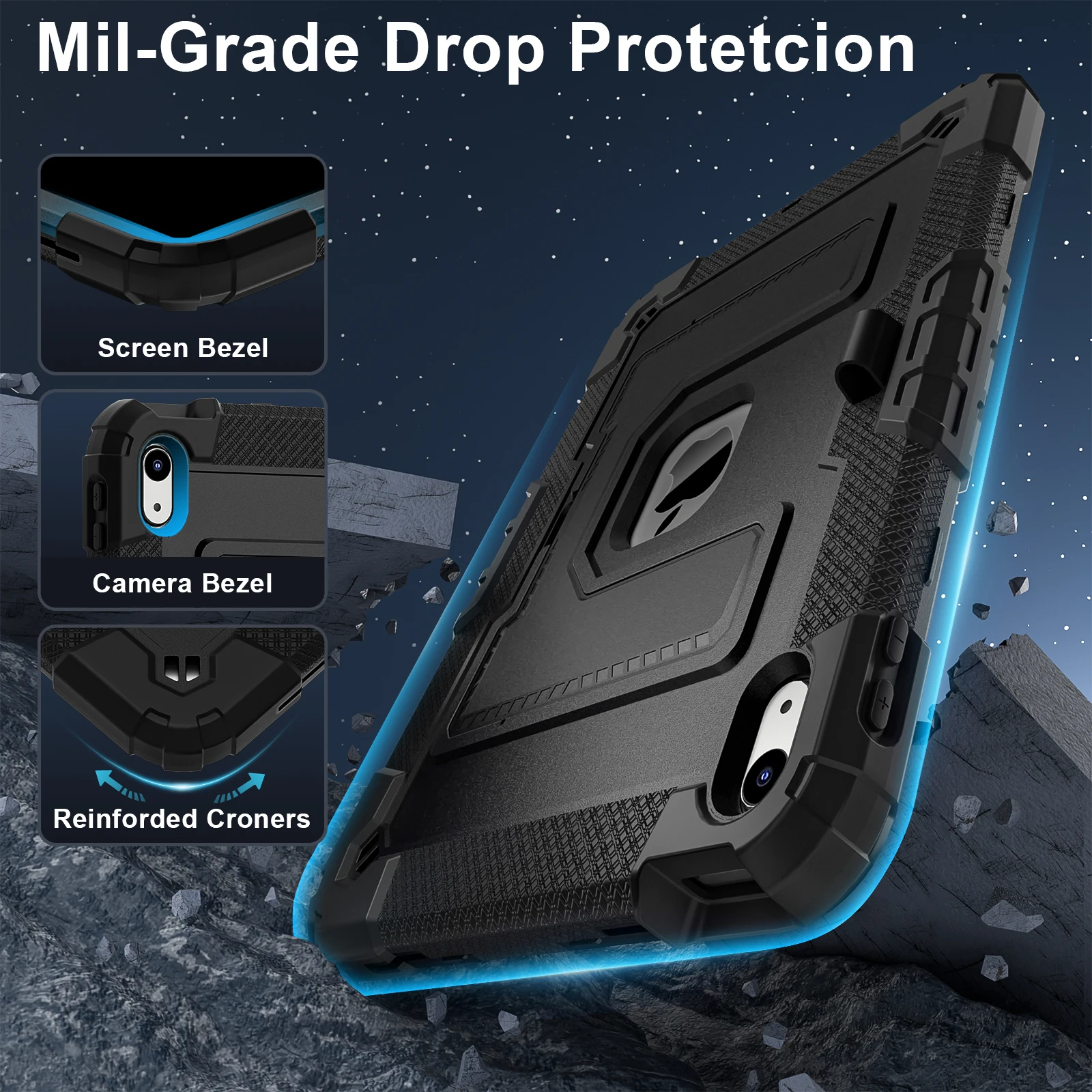 Tablet Case for IPad 11 11th A16 10th Gen Air 4 5 10.9 Pro Air 11 Mini 6 7 Kids Stand Shockproof Protect Rugged Cover