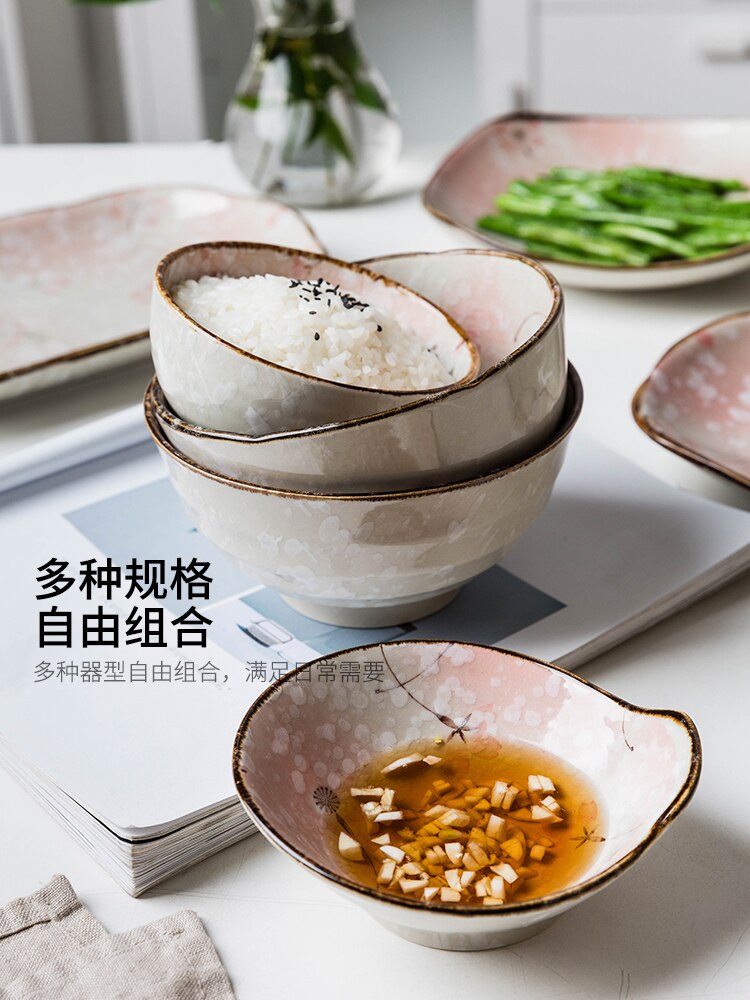 Kirsebærblomster i japansk stil håndmalet service fad tallerken ramen skål salat tallerken køkkenudstyr