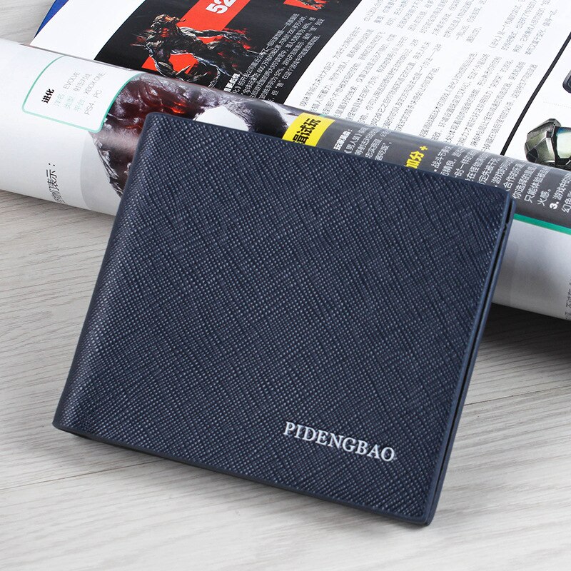 Pidengbao Neue Brieftasche der Männer Kurze Brieftasche Kreuz-abschnitt Koreanische Schüler Brieftasche Dünne Kreuz aufbringen Brieftasche: Blau