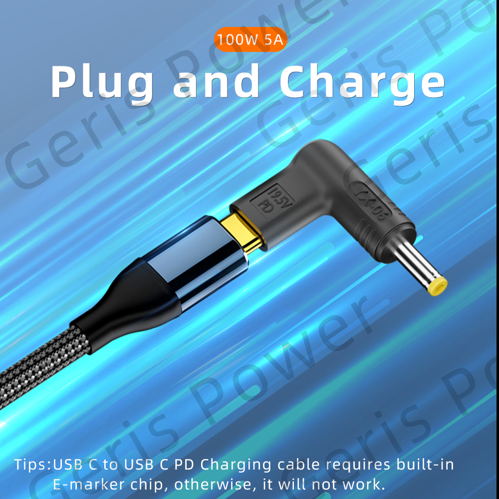 65W 90W 100W USB Type C PD to DC 4.5x3.0 7.4x5.0 4.0x1.35 5.5x2.5 5.5x1.7 3.0x1.1mm Laptop Charger Converter for Lenovo Asus Hp
