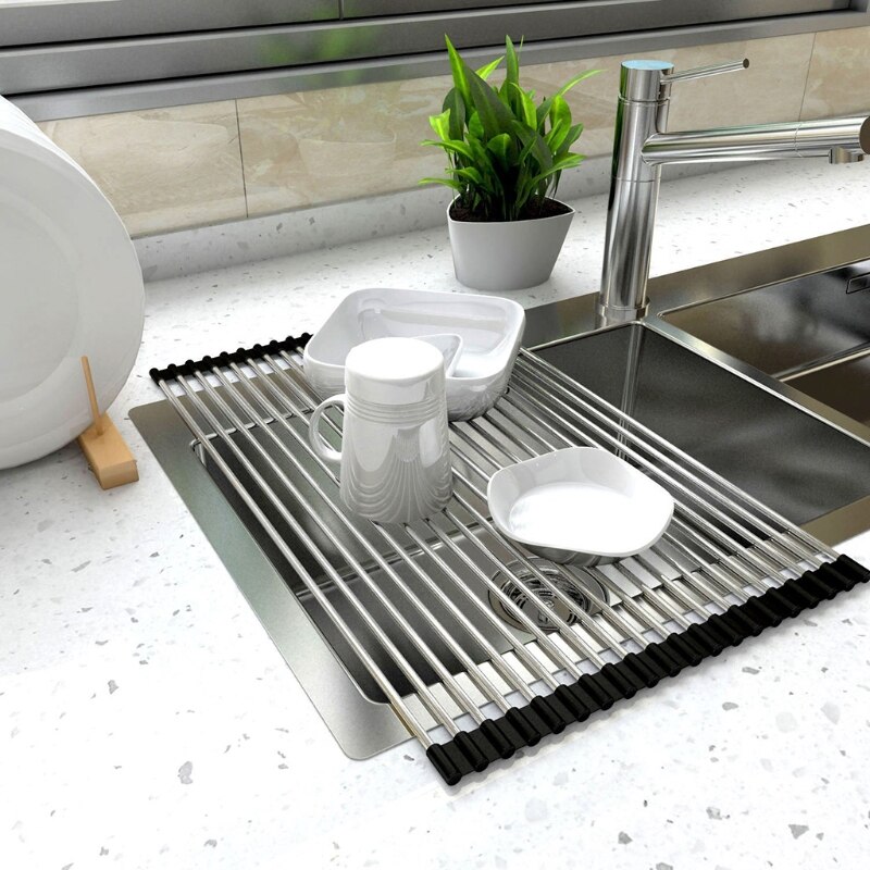 304 stainless steel kitchen sink drain rack roller... – Grandado