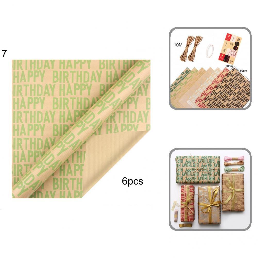 Thicken 1 Set Portable Happy Birthday Wrapping Paper Single-Sided Craft Papers Collapsible for Home