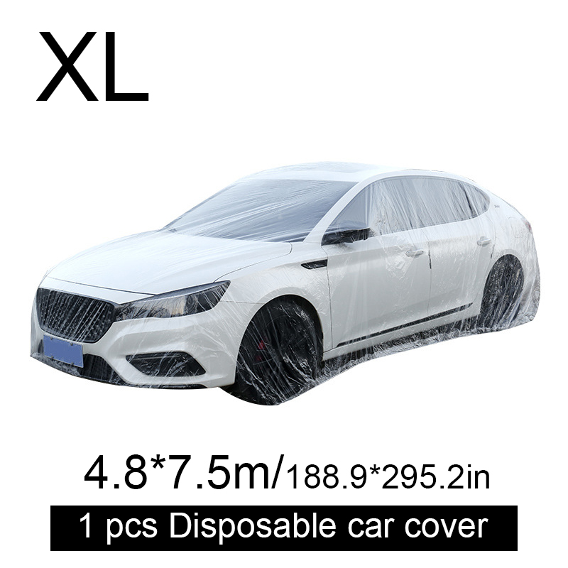 Disposable Transparent Car Clothing Cover Dustproof Rainproof Transparent Car Cover Plastic PE Film Rainproof Car Cover: Red