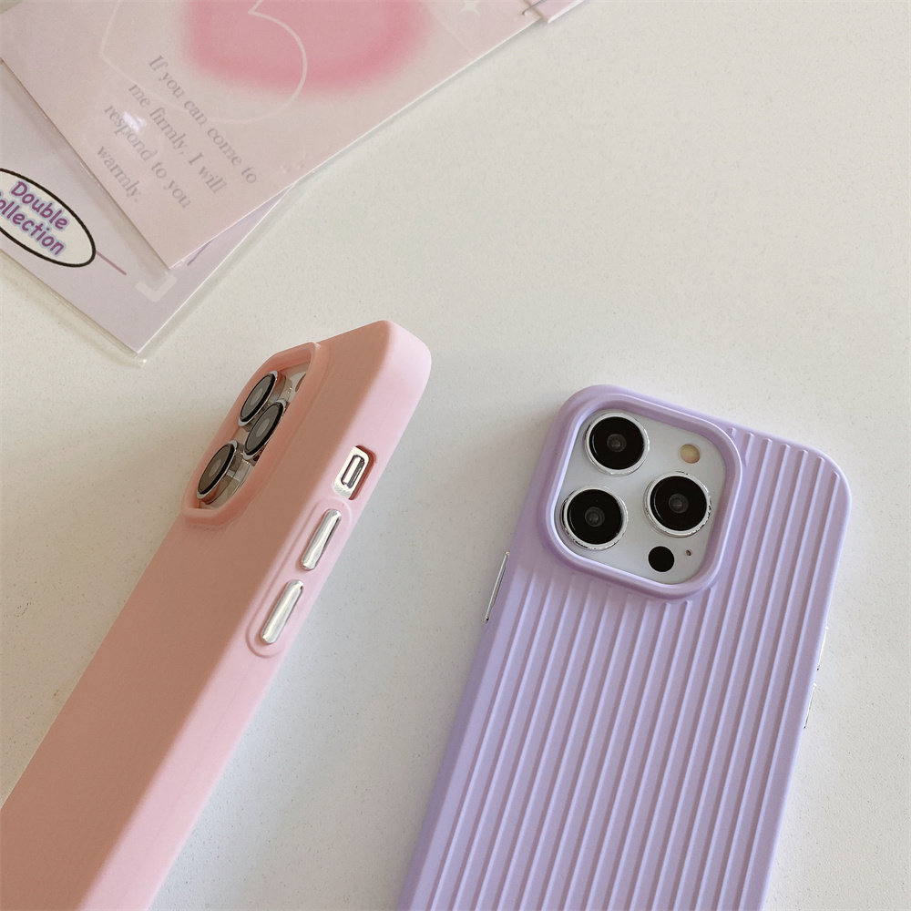 Macaron Cream Solid Color Premium Cute Phone Case For iPhone 15 14 13 12 11 Stylish Stripe Simple Slim Protection Cover
