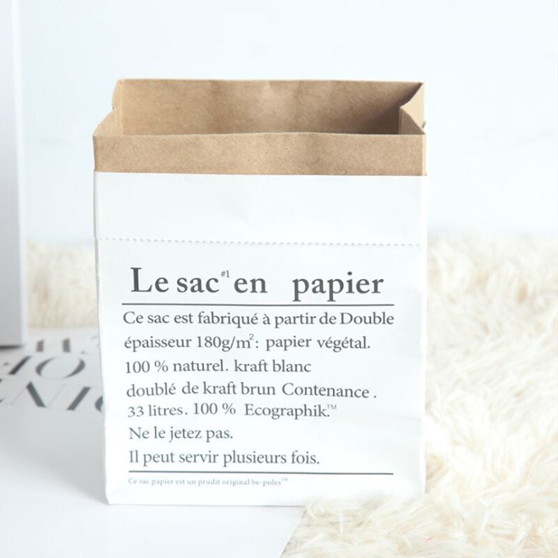 Nordic Wind English Kraft Paper Storage Bag Paper Bag Home Sundries Dried Flowers Decorative Photo Ornaments M0168: 17CM White