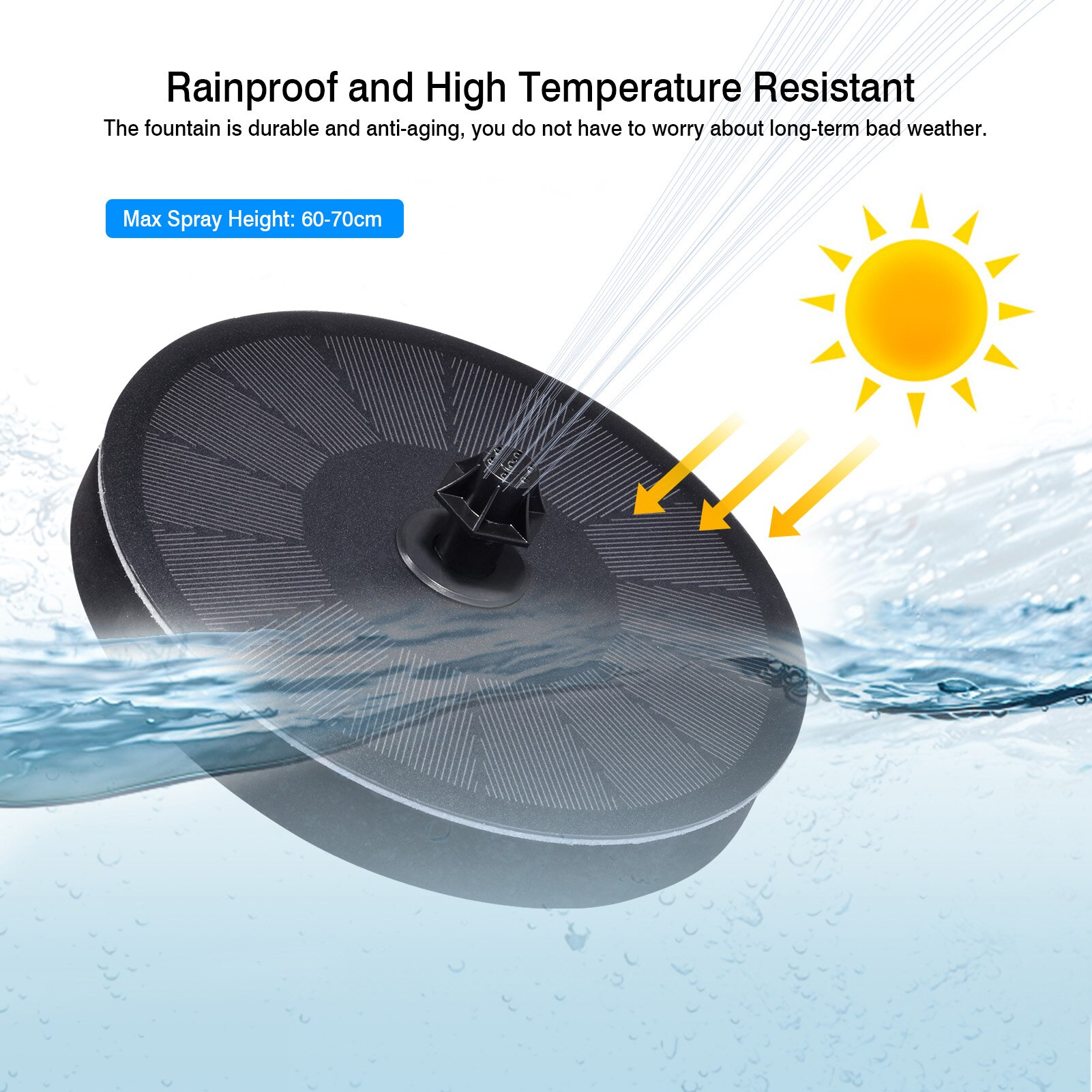 3-in-1 Solar Fountain Nozzle Swimming Pools Fountain Floating Solar Fountain Solar Powered Garden Water Fountain Pool Pond Deco