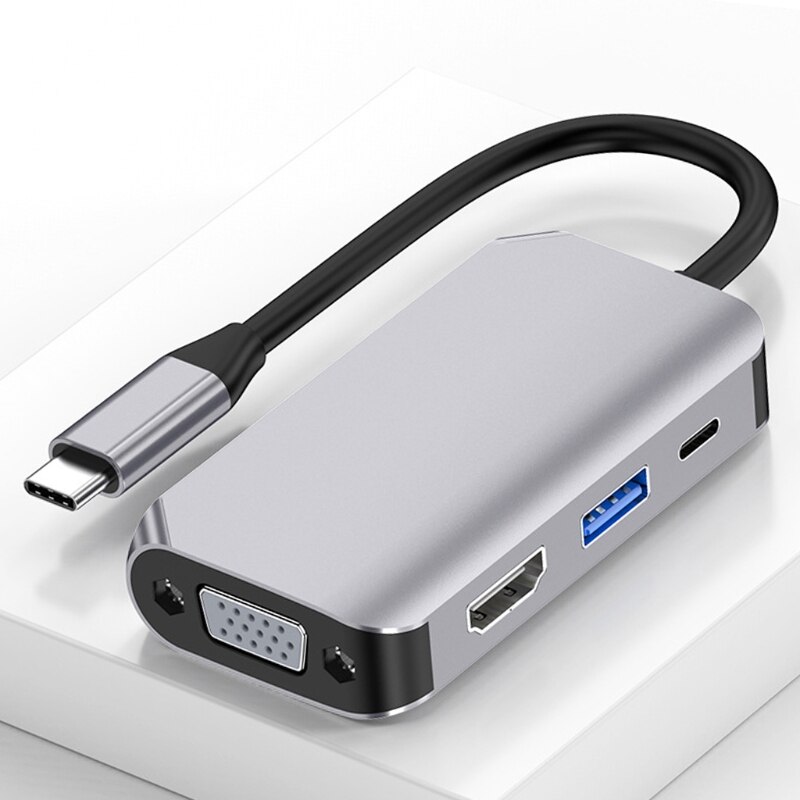 Mini 4-in-1 Display Port Hub TV Adapter Cable Expansion Dock Digital Wire Converter Spare Parts