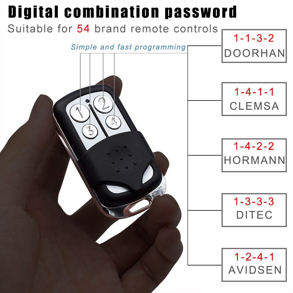Rolling code for garage door remote control ATA PTX-4 BENINCA DEA FADINI KEY LIFTMASTER MUTANCODE SEA SOMMER Door remote barrier