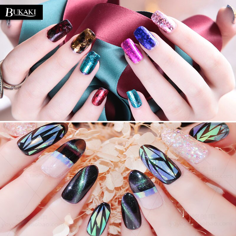 BUKAKI Nail Foils Glue Transfer Decoration DIY Nail Beauty Stickers Accessories Nail Art Manicure Gel Lak Polishes