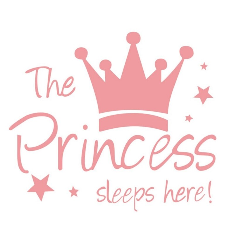 De Prinses Slaapt Hier Muursticker Roze Kroon Home Decor Woonkamer Decor Verwijderbare Vinyl Sticker Op De Muur Voor kids Meisje
