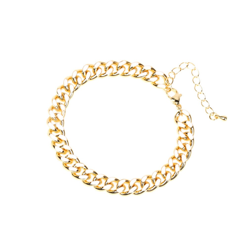 Hip hop Dripping oil vintage yellow bracelets Women men blue Punk Cuban Link Chain bracelets Jewelry Christmas: white