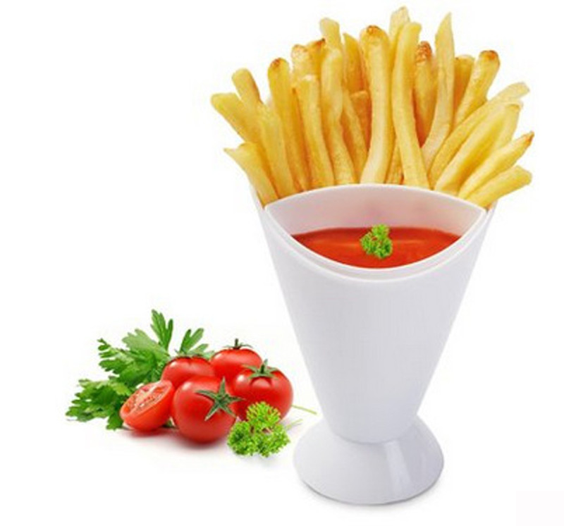 2 in 1 French Fry Cone with Dipping Cup Simple and Practical Home Kitchen Potato Tool Tableware Fries Cup #y3: Default Title