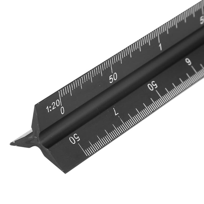 30cm architecte ingénieur technique Triangle échelle règle en alliage d'aluminium précis argent règle dessin outil à main accessoires