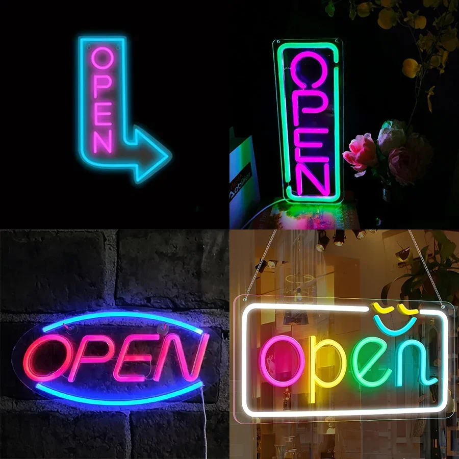 LED Open Sign,Bright Neon Open Sign, Powered by USB, RGB Open Signs for Business Bar Restaurant Hotel Storefront Window