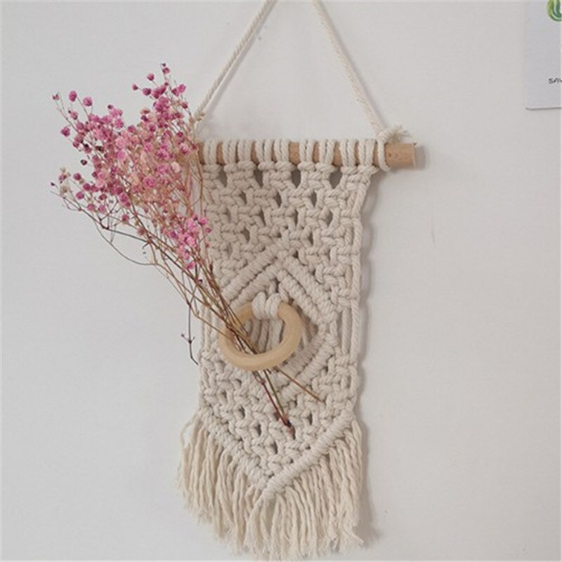 Macrame Wall Hanging Tapestry Handmade Cotton Woven Nordic Backdrop Boho Kids Room Home Decoration Wedding Photo Props