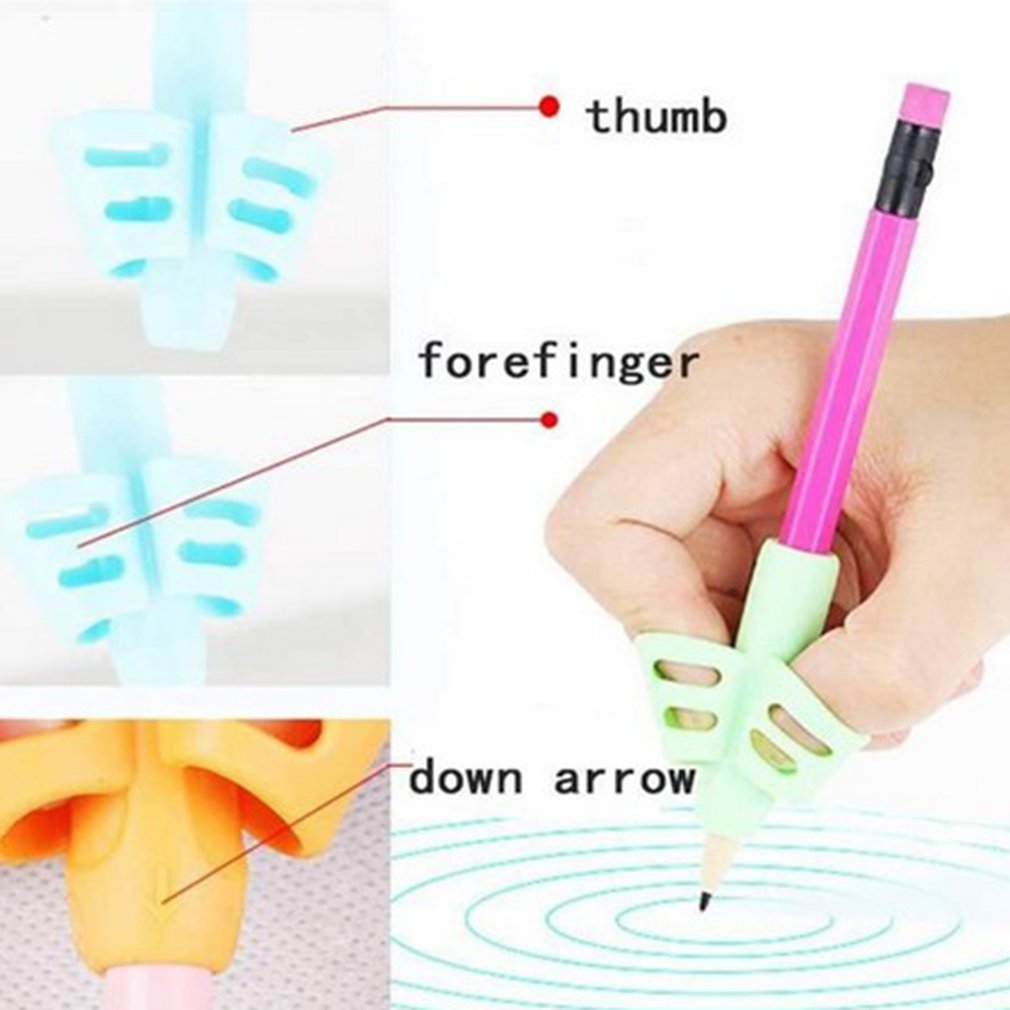 soft silicone two-finger pen holder with ergonomic handle random color handwriting holder for children and adults