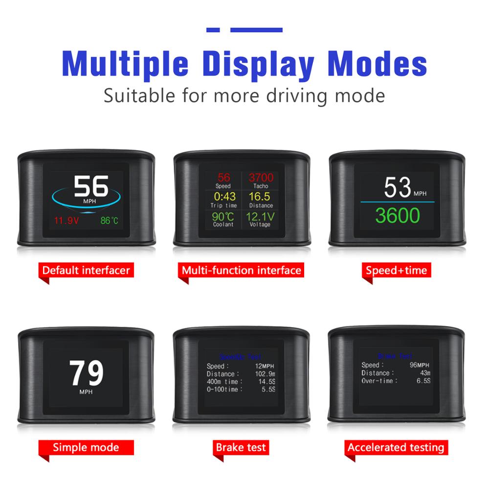 Universal HUD P10 OBD2 Smart Digital Meter T600 Head Up Display overspeed alarm engine fault code Car Navigator for Car Safely
