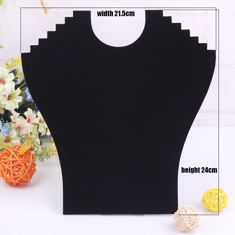 Karton Fluwelen Stof Ketting Buste Sieraden Hanger Ketting Display Houder Stand Hals Schildersezel Showcase Zwarte Kleur