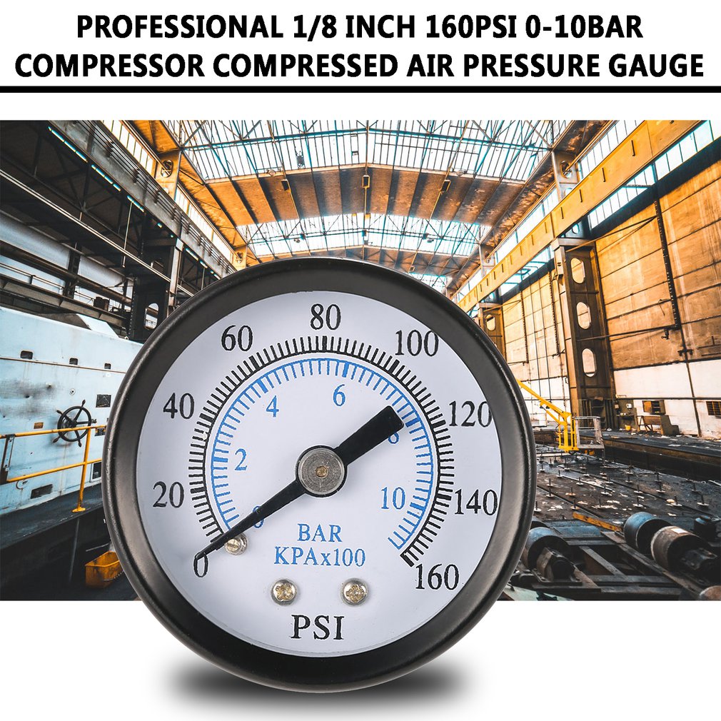 1/8 Inch 160 Psi 0-10bar Compressor Compressed Air Pressure Gauge Small Double Scale Measurer Ts-40