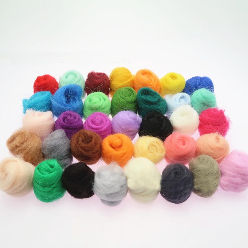 36 kleur/set Merino Wol Fibre Roving Voor Naaldvilten Hand Spinning DIY Fun Pop Handwerken Ruwe Wolvilt poke 3 g/zak