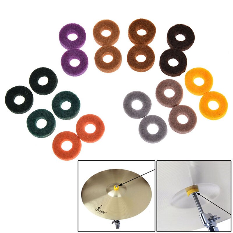 20 stuks/pak ronde zachte voor drumstel bekkenstandaard vilten ring pad vervangende bekkens vilten pad muziekinstrument accessoires