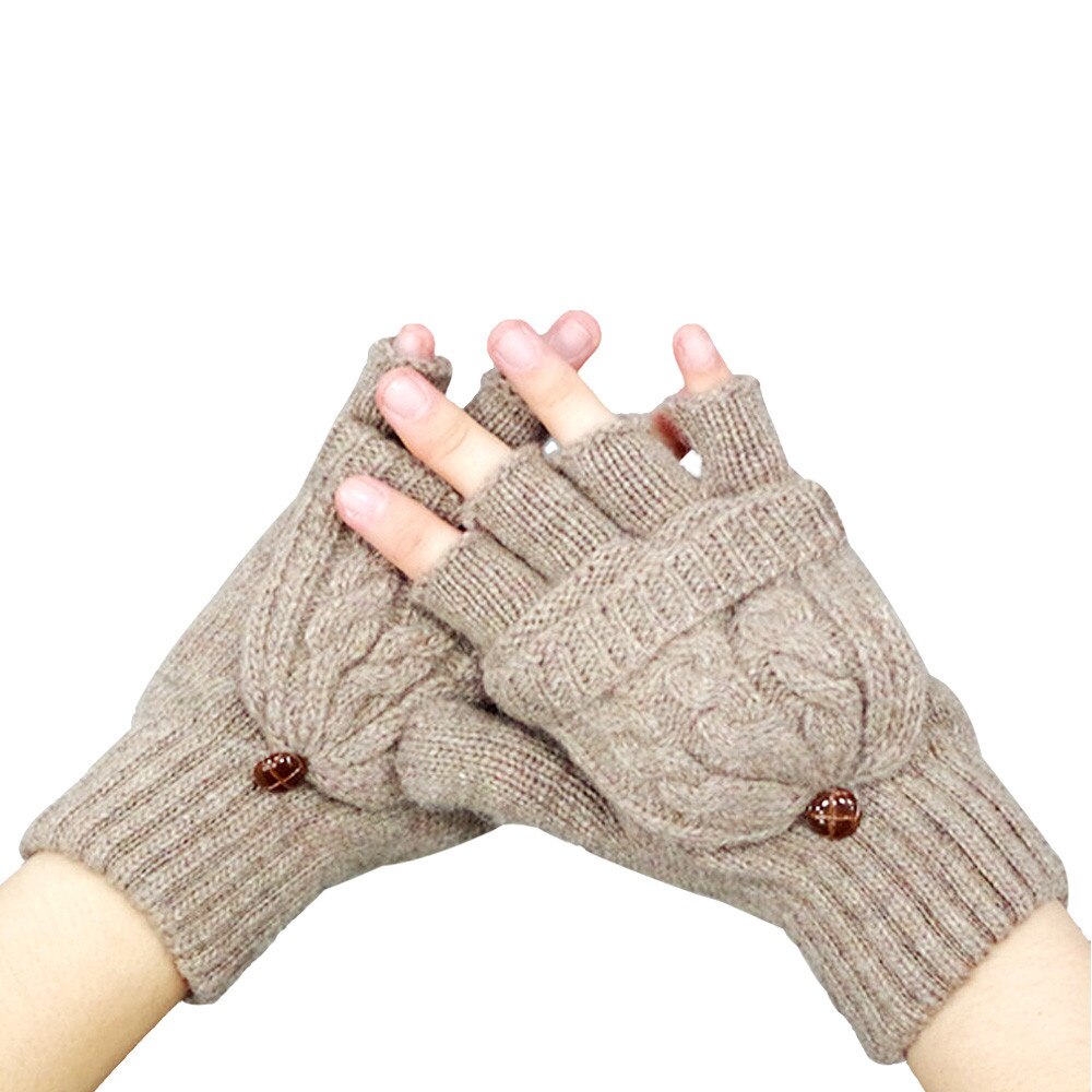 Meisje Winter Handschoenen Effen Twist Gebreide Wollen Flip Cover Vingerloze Handschoenen Zachte Warme Handschoenen Wanten guantes invierno luvas de inverno