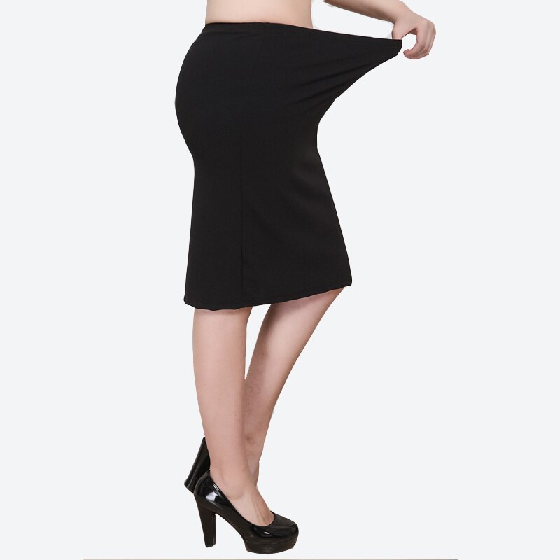 XL-8XL de talla grande de las mujeres Faldas de verano Casual negro talla grande de oficina señoras falda de trabajo Faldas 6XL 7XL elástico OL falda ropa