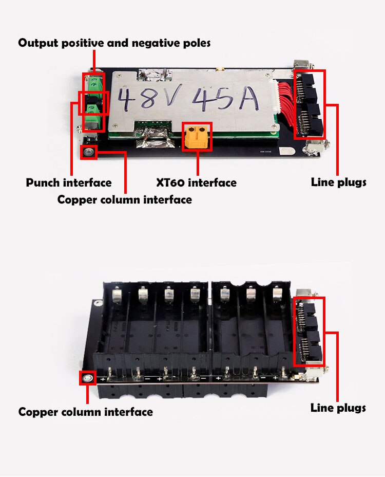 14S 13 S 48V Power Muur Batterij 13 14 Cellen Batterij Doos Li-Ion Lithium 18650 Lipo Bms pcb 20A 45A Bescherming Boord