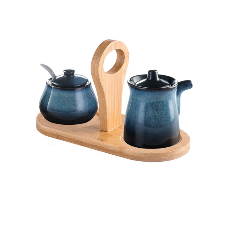 Japanese Style Ceramic Seasoning Pot Porcelain Pepper Salt Pot Simple Style Cruet Restaurant Household Decorative Spice Pot Set: G