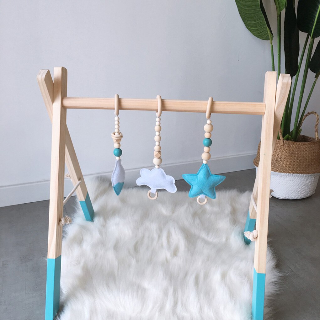 3 Stks/set Baby Rammelaar Speelgoed Nordic Stijl Houten Rammelaar Ring Kralen Play Toy Wandelwagen Opknoping Speelgoed