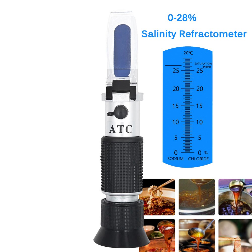 0~10% Salinometer 0-28% Hand Held Salinity Refractometer Salt Water Concentration Tester Saltwater Refractometers For Aquarium: Type2 Without Box