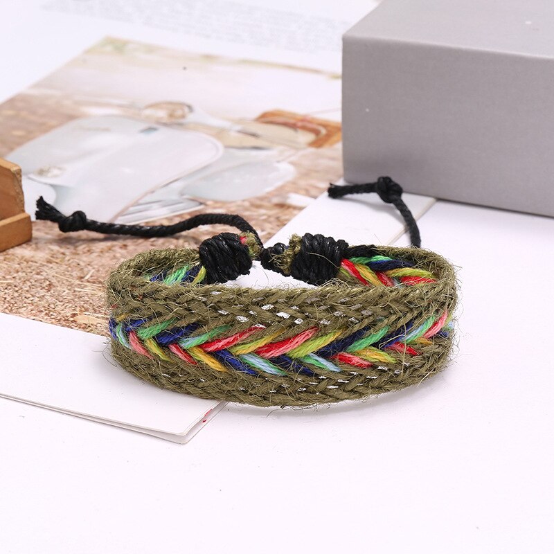 Jessingshow Boho Gevlochten Armbanden Voor Vrouwen Vriendschap Bohemian Handweave Vlas Touw Etnische Charm Mannen Vintage Sieraden Pulseras