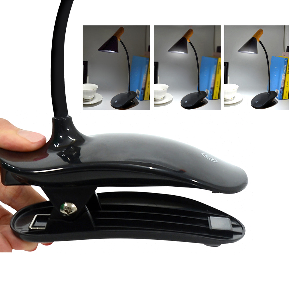 Vintage LED Clip & Stand Flexo Bureaulamp Touch Schakelaar Lampenkap Led Oplaadbare 3 Niveaus Dimmen Tafellampen Leeslamp