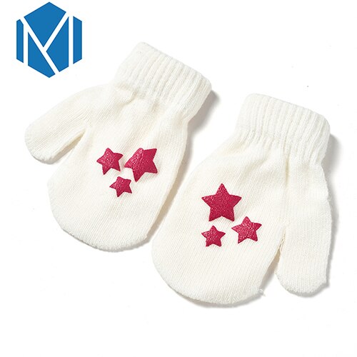 Miya Mona Star Kids Children Unisex Winter Warm Lanyard Glove Boy Girls Wool Knitted Luvas Covered Fingers Mittens Gloves: color 1