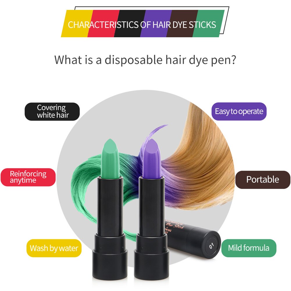 Dye Hair Pen Disposable Temporary Hair Color Chalk Crayons Paint Contour Pen SCI88