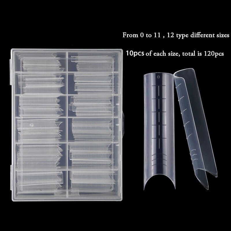 120/100Pcs Nail Forms Tips Voor Quick Building Uv Extension Gel Mold Nail System Tips Nagel Tips bovenste Formulieren Voor Nagels: clear box 120pcs B