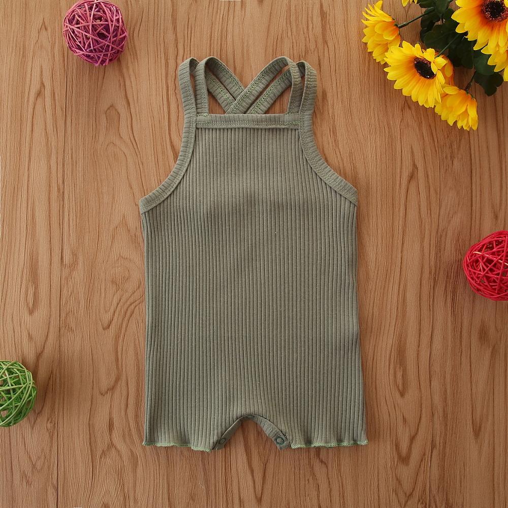 Bébé vêtements d'été bébé enfants garçon fille infantile barboteuse combinaison coton tenues ensemble côtelé solide vêtements
