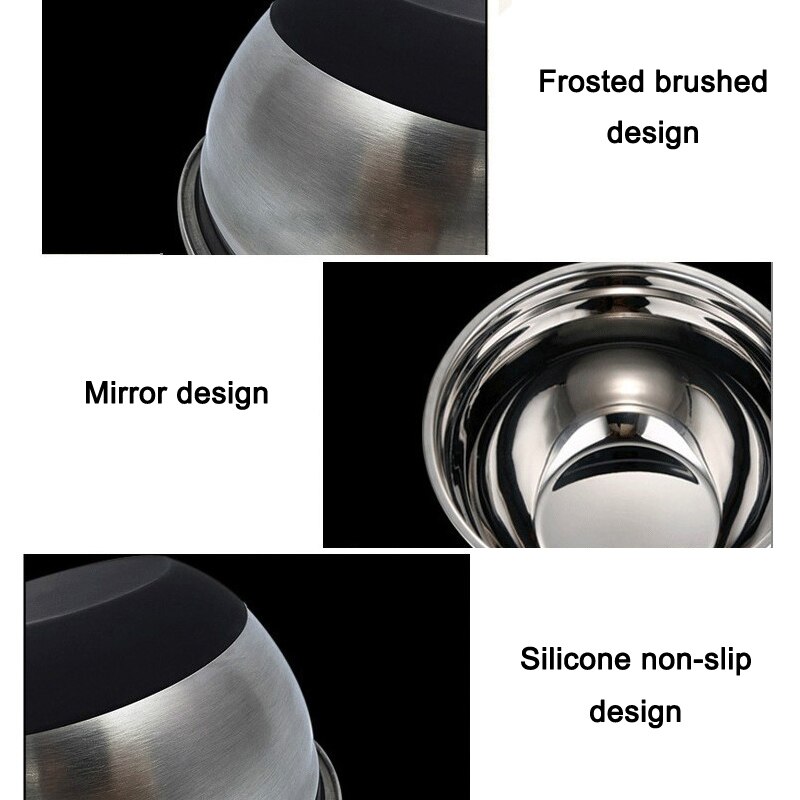 Stainless Steel Mixing Bowl Non-slip Silicone Bottom Egg Basin Kitchen Appliance ds99