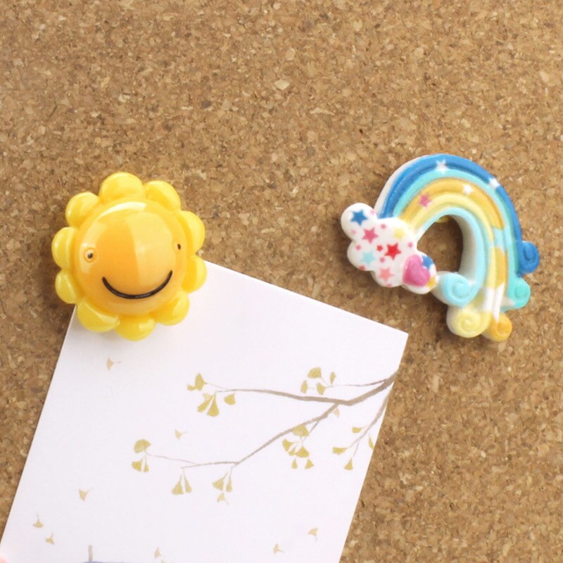 Chinchetas bonitas con de flor solar, 2 uds., chinchetas con imagen decorativa, tachuelas de arco iris, Pin de corcho, Pulgar, papelería de oficina