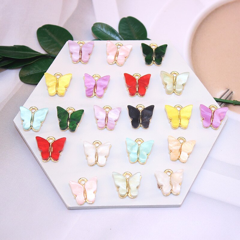 10Pcs Hars Dier Vlinder Bedels Voor Sieraden Maken Hangers Kettingen Leuke Oorbellen Diy Armband Handgemaakte Accessoires