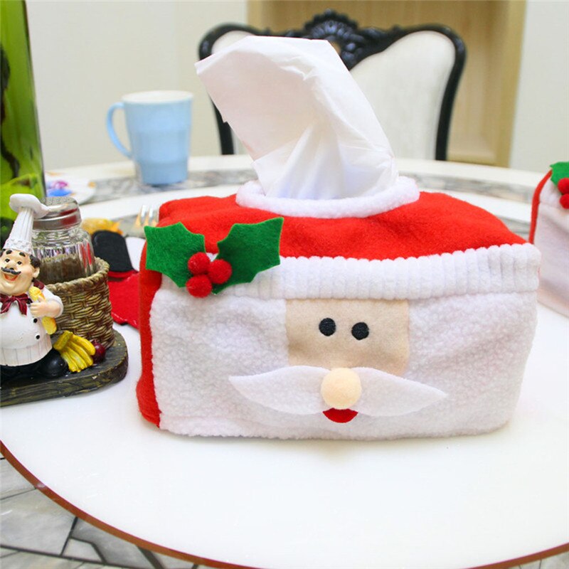 Julestil julemanden bælte filt vævskasse sagsholder hjem dekoration serviet holder til papirhåndklæder hjemme værktøj: Santa s