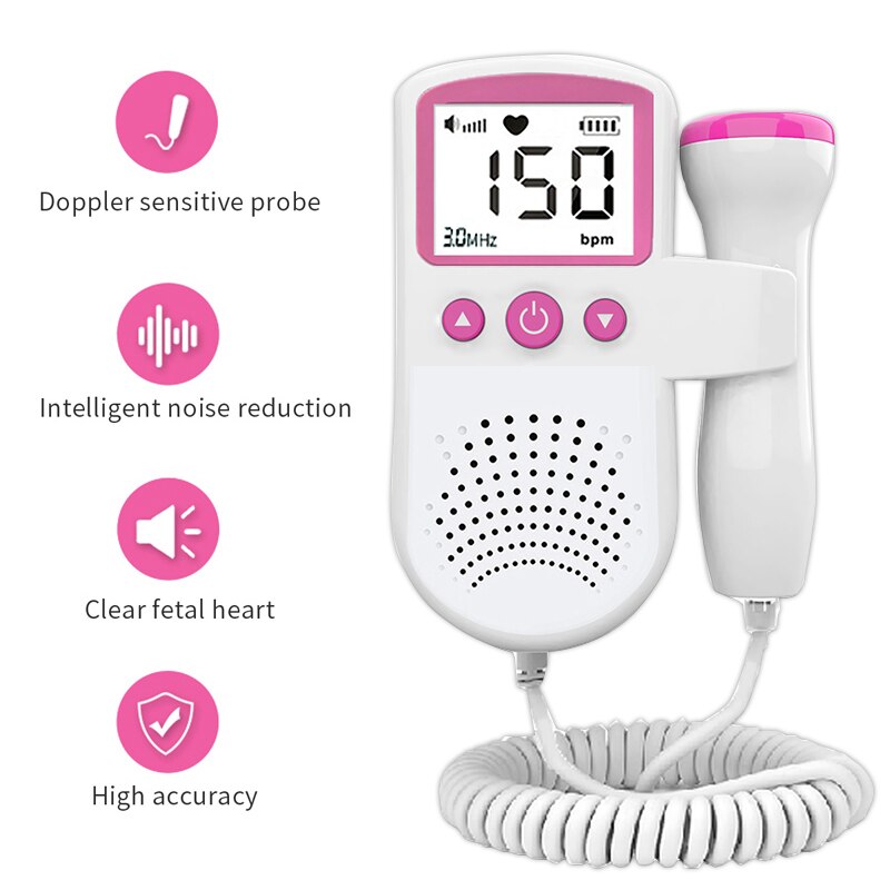 Foetale Doppler 3.0 Ultrasound Geluid Baby Heartbeat Monitor Detector Lcd Digitale Prenatale Pocket Fetal Doppler