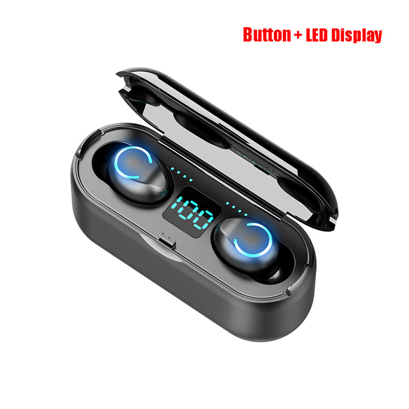 Bluetooth Wireless Headphones with Microphone Noise Cancelling True Wireless Earbuds Bluetooth Earphone 5.0 for iPhone xiaomi: New Button-Black