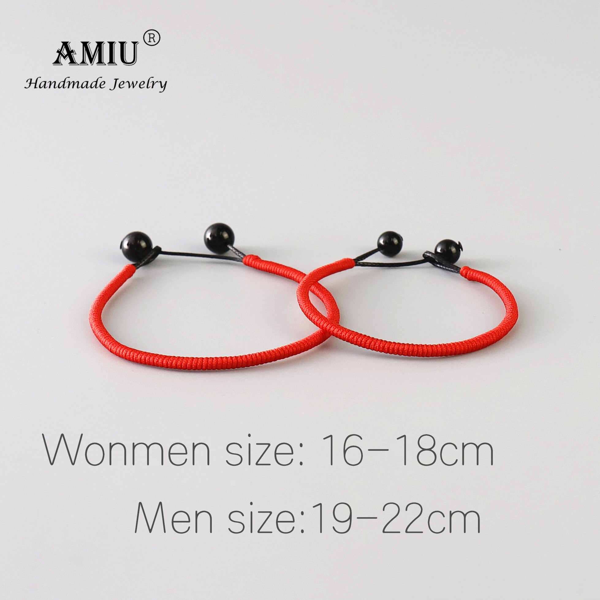 AMIU Handmade Lucky Red Bracelets Black Onyx Bead bracelets &amp; bangles Men Handmade Accessories Lovers Lucky Jewelry Bracelet